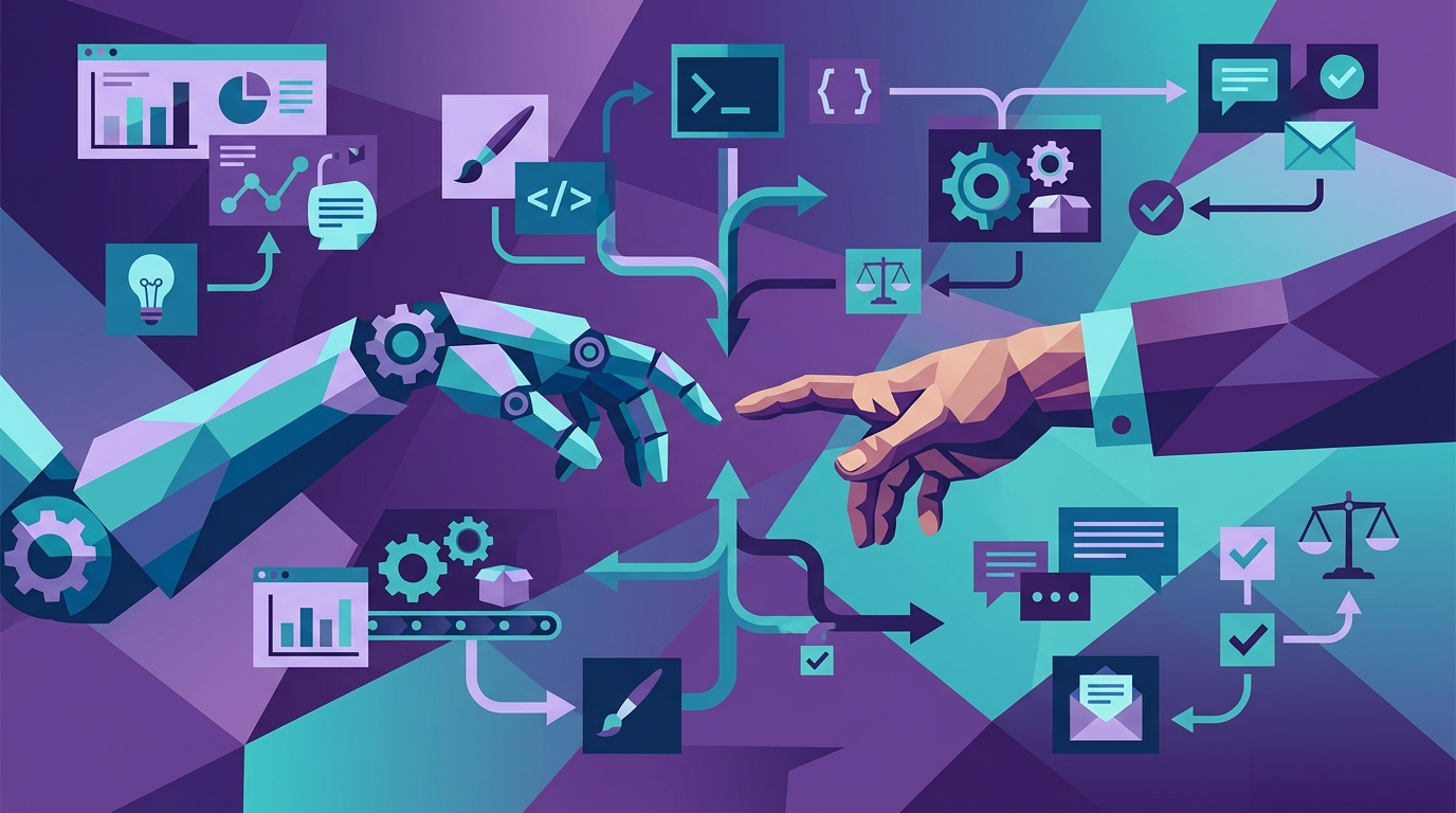 Chapter 3: AI Reshapes Work — human and robot hands collaborating