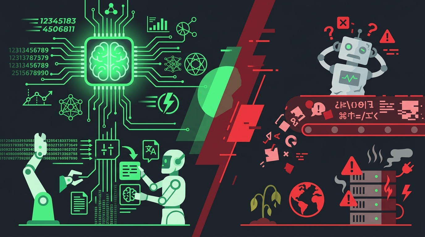 Chapter 4: AI Capabilities and Limits — split illustration of AI strengths and weaknesses