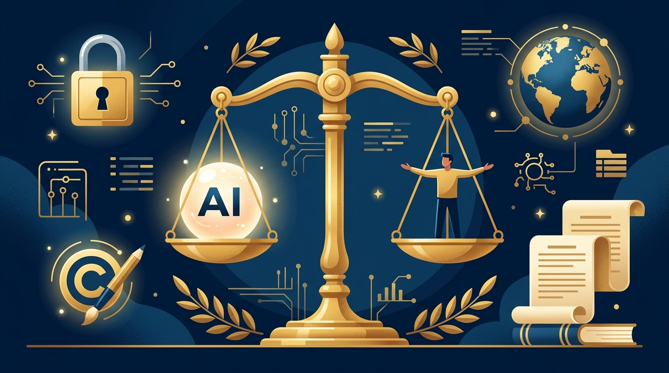 Chapter 5: AI's Role in Society — scales of justice with AI and human